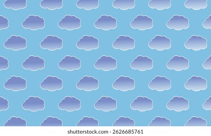Seamless Blue Cloud Pattern Background. Sky and clouds background. White clouds on blue background seamless pattern