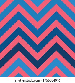 Seamless blue color diagonal zigzag pattern design on pink background. vector illustration