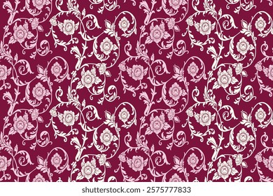 Seamless blue colored floral pattern in damask style motifs suitable for wallpaper, curtain, clothing, textiles, blanket, tile and fabric design isolated white background.Archive vector EPS file.