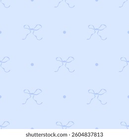 Seamless Blue Coquette Bow Pattern Background for Cute Girly Design