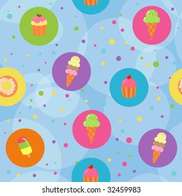 Seamless blue cute pastry background