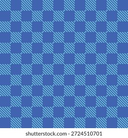 Padrão quadriculado azul e ciano contínuo com linhas diagonais alternadas. padrão de tecido	