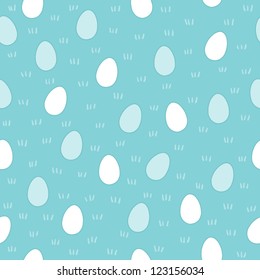 Seamless blue easter pattern with eggs