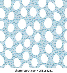 Seamless blue easter pattern with eggs