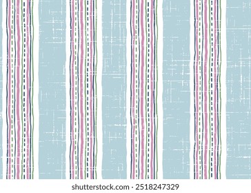 Seamless blue farmhouse style dot stripes texture. Woven linen cloth pattern background. Line striped closeup weave fabric for kitchen towel