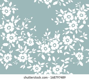 Seamless blue floral  background