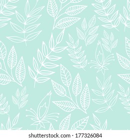 Seamless blue floral background in outlines