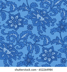 Seamless blue floral pattern