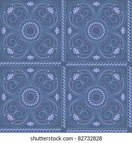 Seamless blue floral pattern