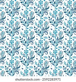 seamless blue floral pattern with artistic bohemian details for wedding invitations
