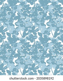 Seamless blue floral pattern background. Abstract geometric floral pattern.Vector botanical seamless pattern.