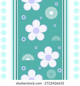 Patrón de Vector floral azul sin costuras con flores de primavera y Elementos de naturaleza para un diseño decorativo de Fondo de pantalla de verano o ilustración de tarjeta de vacaciones. Fondo de pantalla. Patrón étnico, tela tribal nativa americana