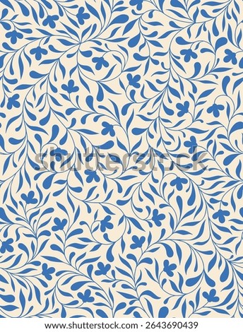Seamless Blue Floral Vine Pattern Vector