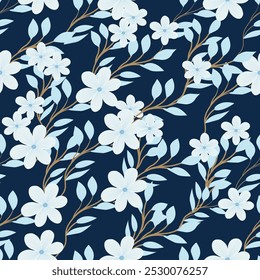 Seamless blue flower pattern, flower pattern, seamless flower pattern, floral pattern for background, wallpaper, wall decoration, wall art, wrapping paper, printing purposes