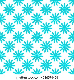 Seamless blue flower pattern on white background