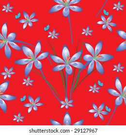 Seamless blue flowers