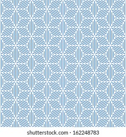 Seamless blue geometric texture. Striped diamonds pattern. Vector art.