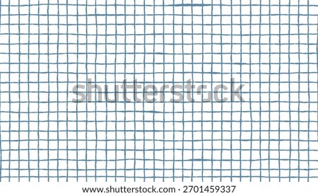 Seamless blue gingham tartan with hand-drawn check grid, traditional textured plaid vector pattern for fabric, textile design, packaging, wallpaper and vintage graphic backgrounds
