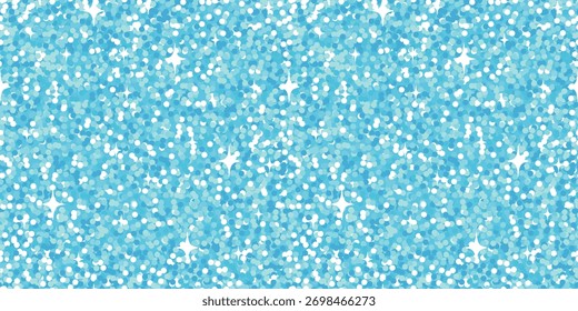 Seamless blue glitter texture with sparkling details creating a shiny festive background. Perfect for holiday wrapping, celebration themes, invitations, or elegant and glamorous design projects.
