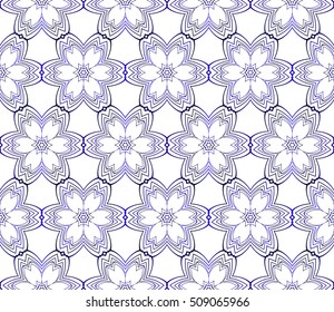Seamless blue gradient abstract flower. Geometry style, Vector illustration