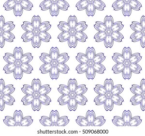 Seamless blue gradient abstract flower. Geometry style, Vector illustration