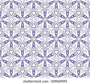 Seamless blue gradient abstract flower. Geometry style, Vector illustration