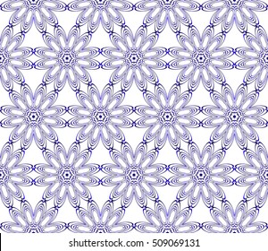 Seamless blue gradient abstract flower. Geometry style, Vector illustration