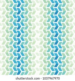 seamless blue and green abstract geometric arrow vector pattern on white background