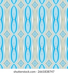 Seamless blue and green abstract pattern with symmetry and fluid shapes, ideal for textiles, wallpapers, or digital backdrops. Pattern, Abstract, Seamless, Texture, Wallpaper.
