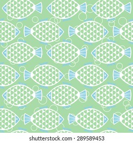 seamless blue and green fish background