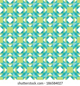 Seamless Blue and Green Geometric Square Tile Pattern