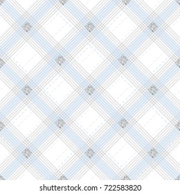 seamless blue and grey stripe pattern on white background with silver square glitter
