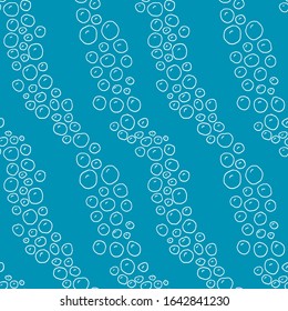 Seamless blue hand drawn pattern with bubbles. Vector illustration