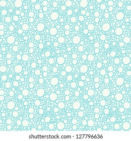 Seamless blue hand-drawn pattern with bubbles. Vector illustration