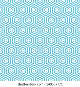 Seamless Blue Hexagon  Pattern Background 