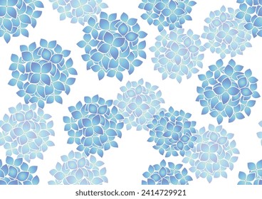 Seamless Blue Hydrangea Pattern Vector Illustration Isolated On A White Background. Horizontally And Vertically Repeatable. 