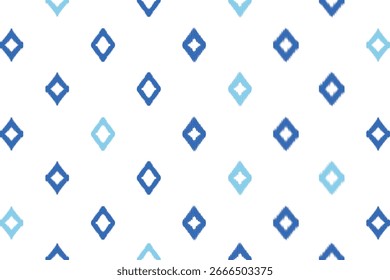Patrón de diamante ikat azul sin costuras, diseño textil geométrico moderno con tonos azul marino y celeste, perfecto para tela, Fondo de pantalla, decoración del hogar y fondo de moda
