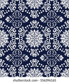 Seamless Blue Japanese Background Spiral Cross Frame Flower
