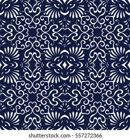 Seamless Blue Japanese Background Spiral Curve Fan Cross
