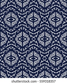 Seamless Blue Japanese Background Spiral Cross Kaleidoscope Geometry