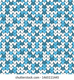 Seamless blue knitted pattern.
Wool mottled texture. Vector illustration