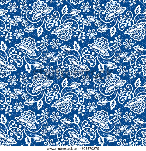 Seamless Blue Lace Background Floral Pattern Stock Vector (Royalty Free ...