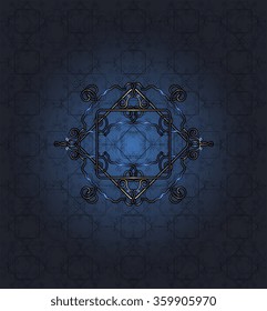 seamless blue lace pattern on dark blue background vector