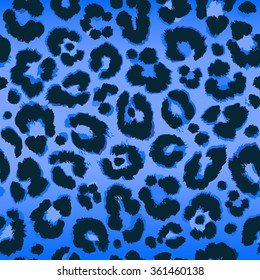 Seamless Blue Leopard Pattern. Vector.