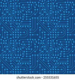 Seamless blue microchip pattern vector