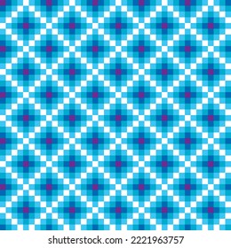 Seamless blue mosaic pattern. Vector pixels. Illustration with color tiles