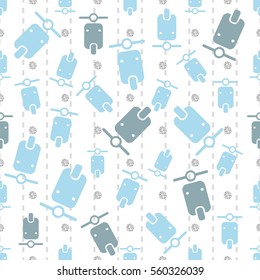 seamless blue motorcycle with silver dot glitter pattern background