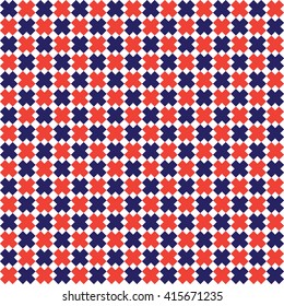 seamless blue and orange cross pattern, vector illustration.