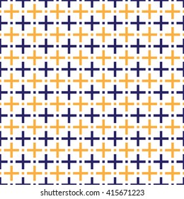 seamless blue and orange plus sign pattern, vector illustration.