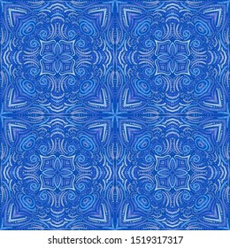 Seamless blue ornament. Pattern for headscarves, fabrics, sheets and wall-paper.